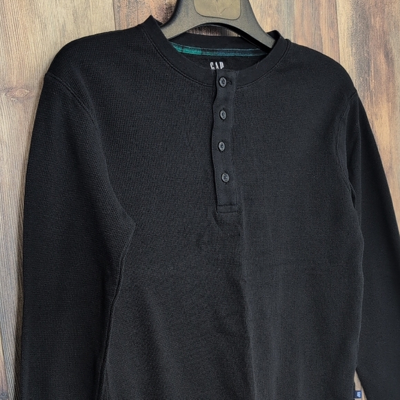 GAP Other - GAP Men's Black Button Down Waffle Knit Shirt S                C443